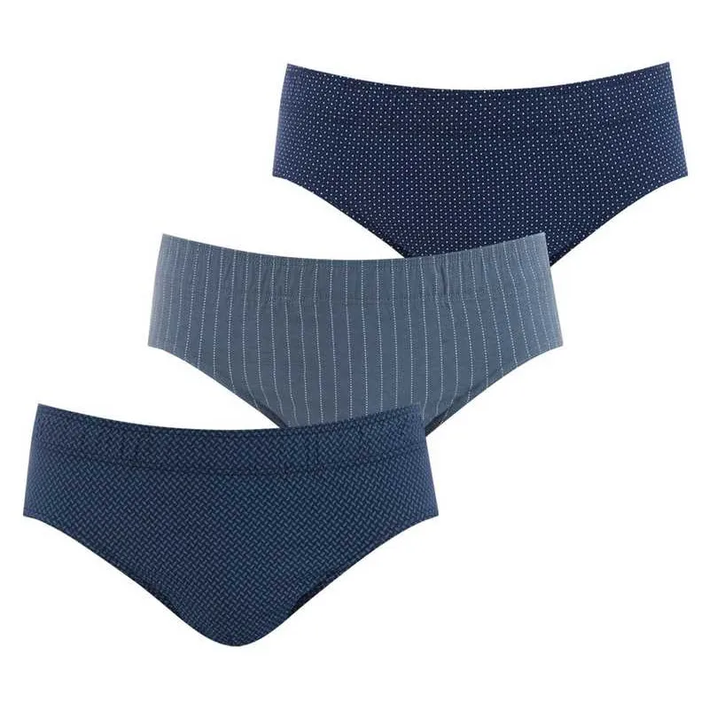 3 Slips taille basse EMINENCE LC14 marine et gris