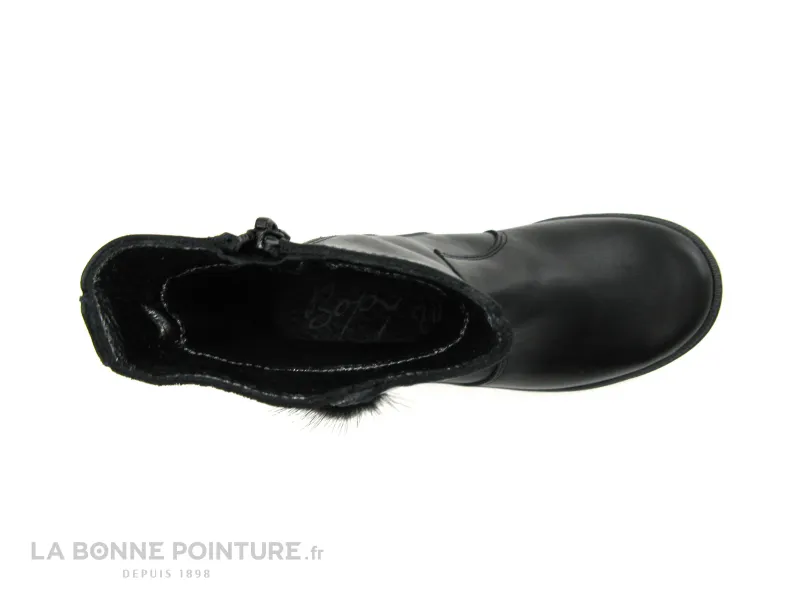 Achat chaussures Bopy Enfant Botte et Bottillon, vente Bopy surielle noir - bottines fille velours et cuir et zip