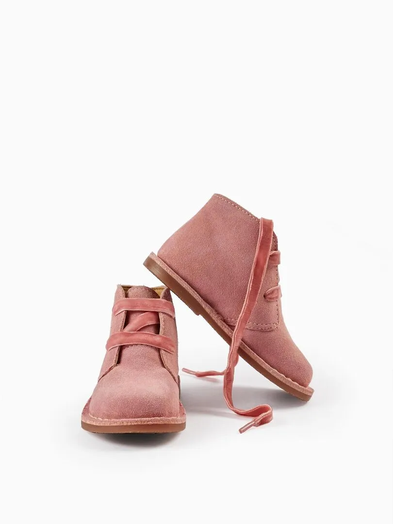 Bottes en cuir pour bébé fille   LITERATURE CLUB - Rose clair