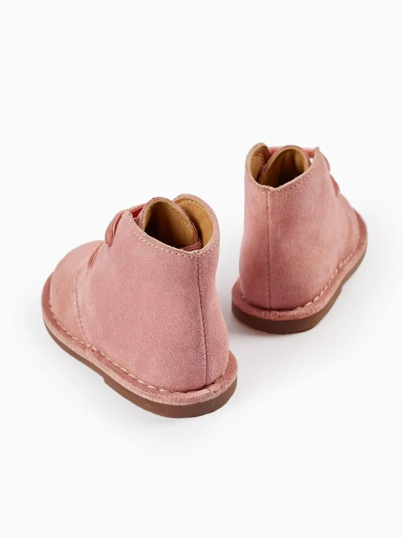 Bottes en cuir pour bébé fille   LITERATURE CLUB - Rose clair