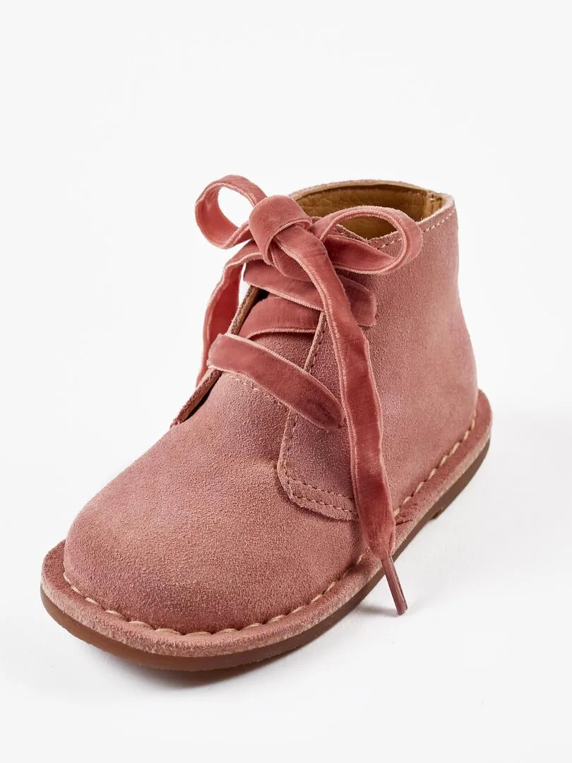 Bottes en cuir pour bébé fille   LITERATURE CLUB - Rose clair