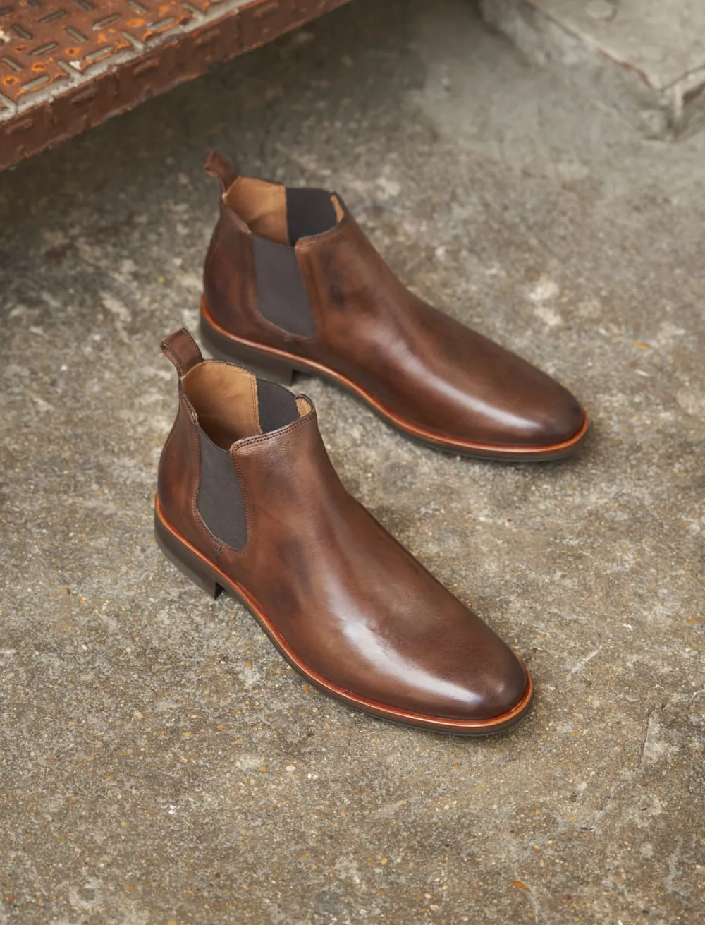 Bottines chelsea pour homme: L'Homme Pressé Cuir Marron Grainé