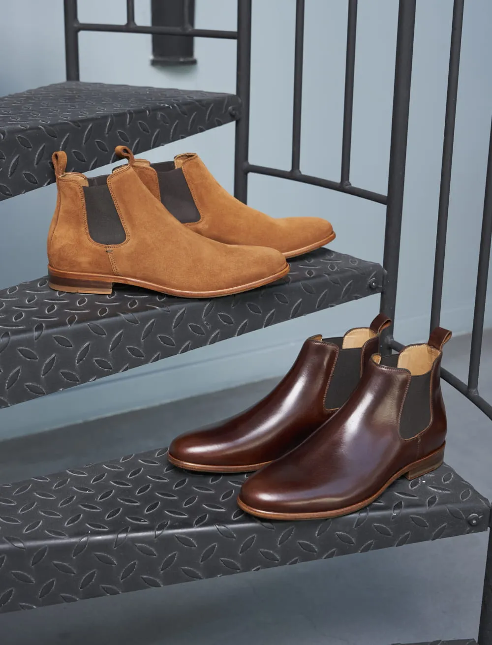 Bottines chelsea pour homme: L'Homme Pressé Cuir Marron Grainé