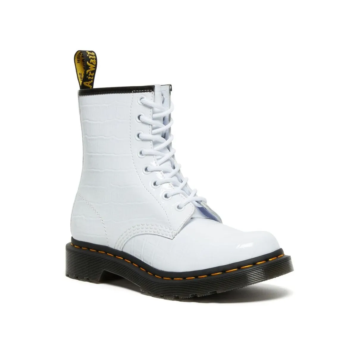 Bottines Dr martens 1460 w croco blanc