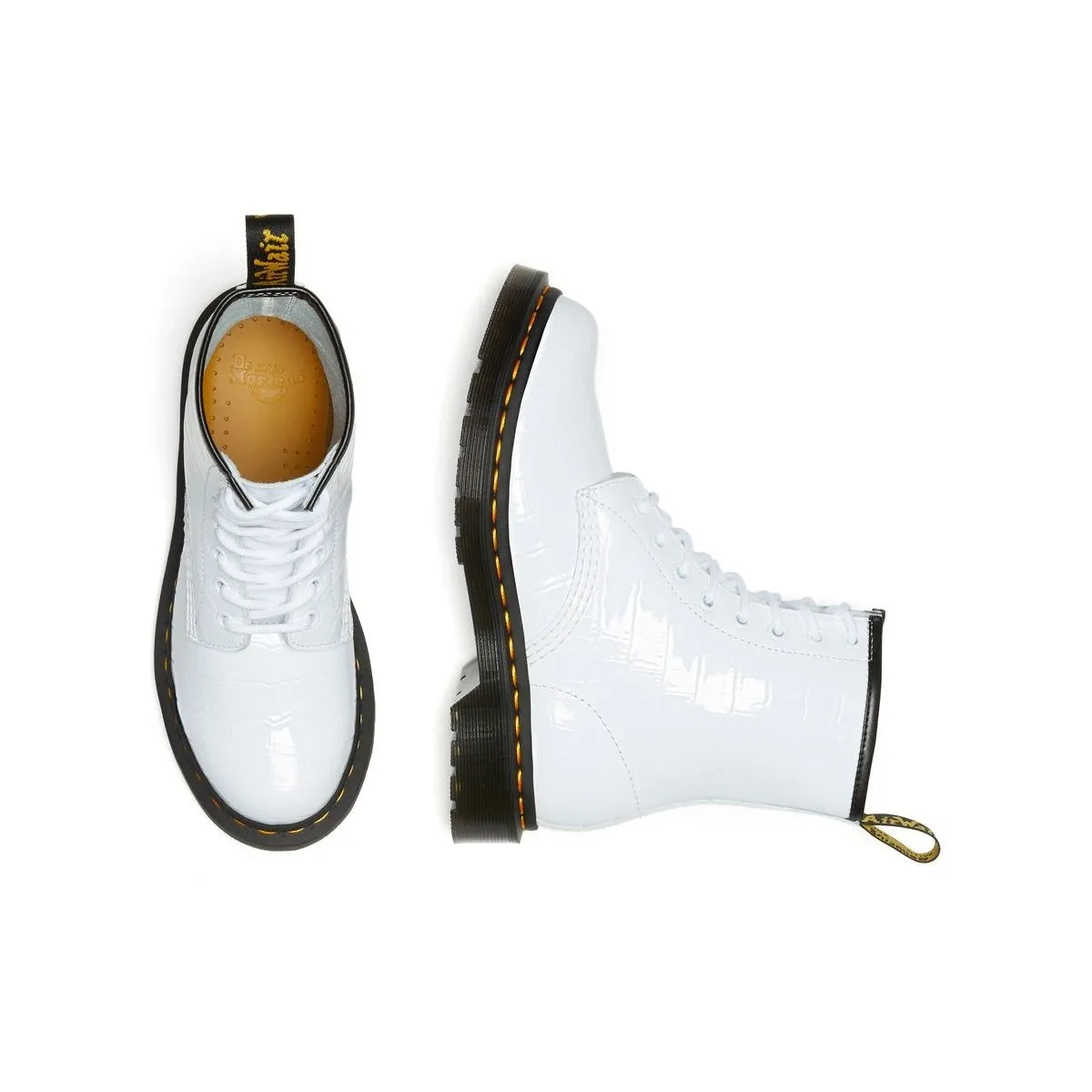 Bottines Dr martens 1460 w croco blanc