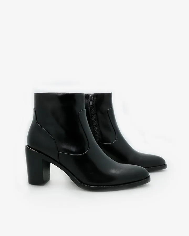 Bottines Elégantes Cuir Noir à Talon Femme | Izel | Adige Chaussures