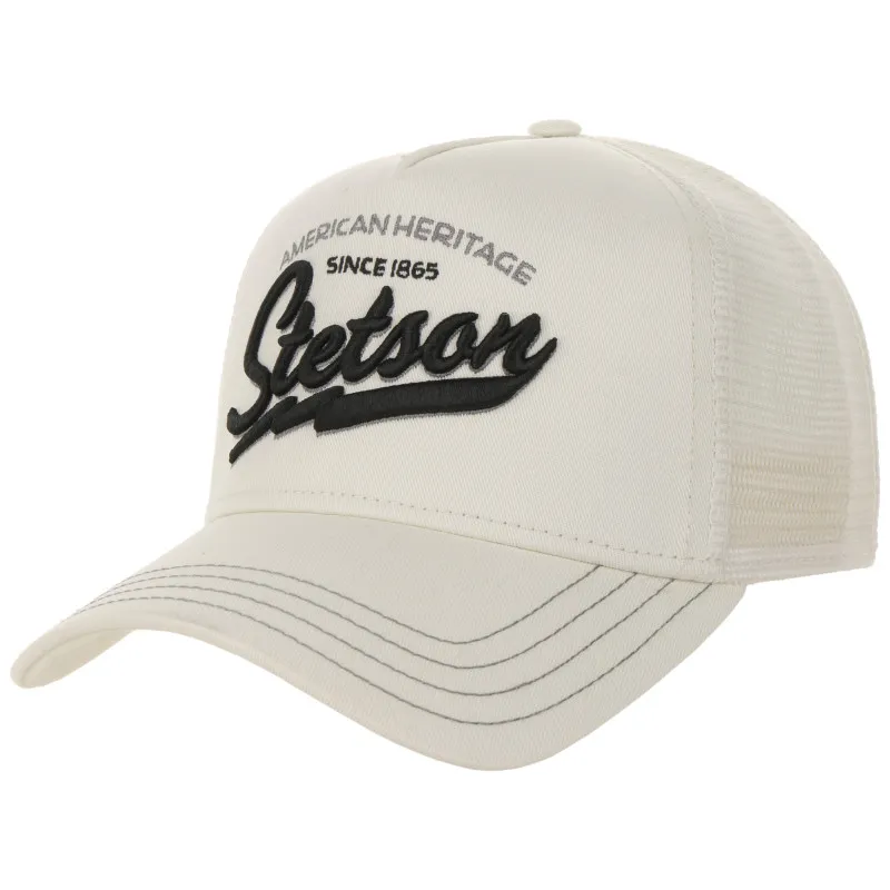 Casquette baseball Trucker STETSON Heritage blanche | Casquette homme