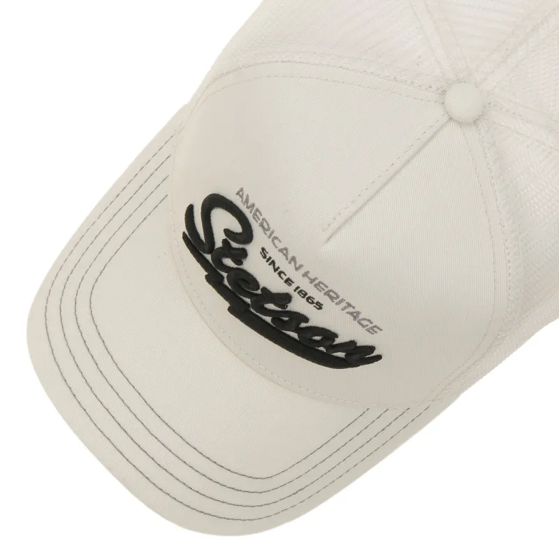 Casquette baseball Trucker STETSON Heritage blanche | Casquette homme