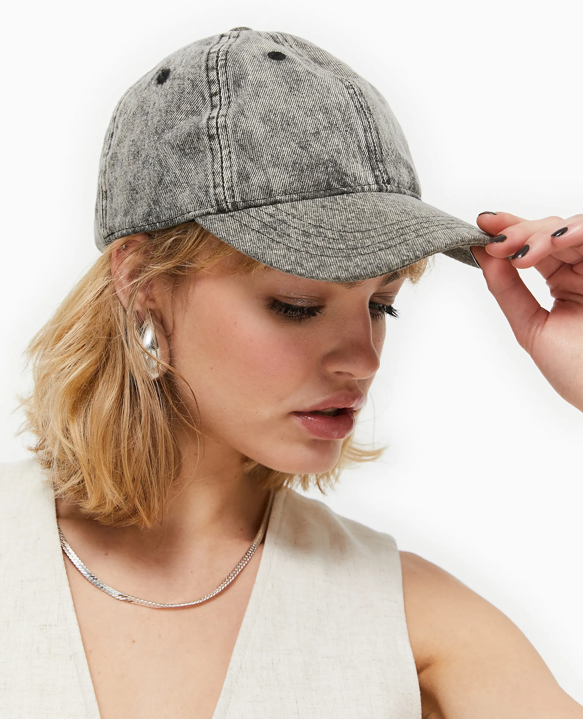 Casquette en jean délavé