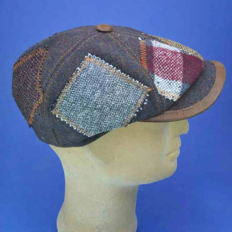 Casquette hiver, laine 6 côtes patch marron, homme | Casquette homme