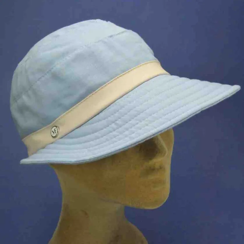 Casquette large visière en lin et coton, bleue | Casquette pour femme