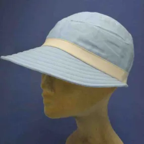 Casquette large visière en lin et coton, bleue | Casquette pour femme