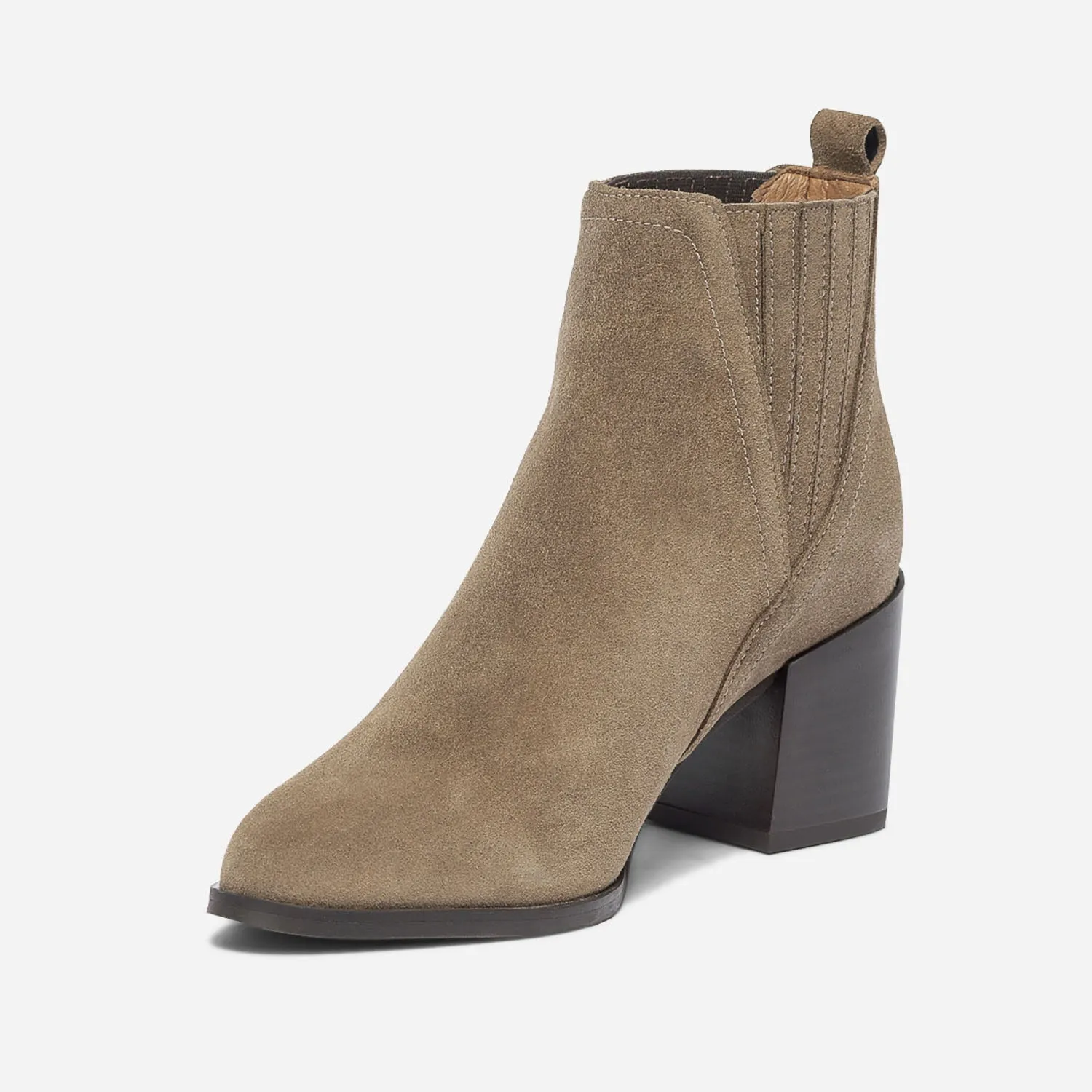 Chelsea boots TEXTO taupe en cuir velours éco-conçu - Boots / bottines Femme | ERAM