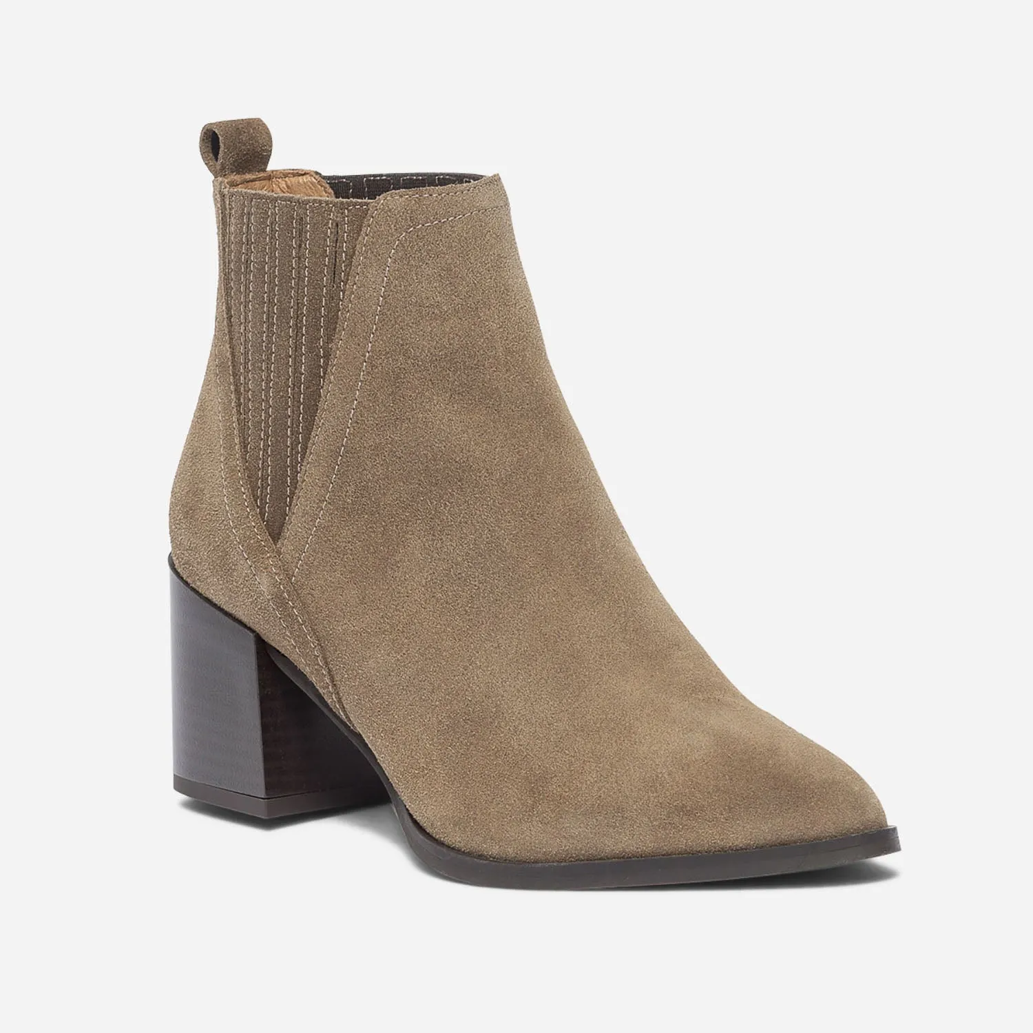 Chelsea boots TEXTO taupe en cuir velours éco-conçu - Boots / bottines Femme | ERAM