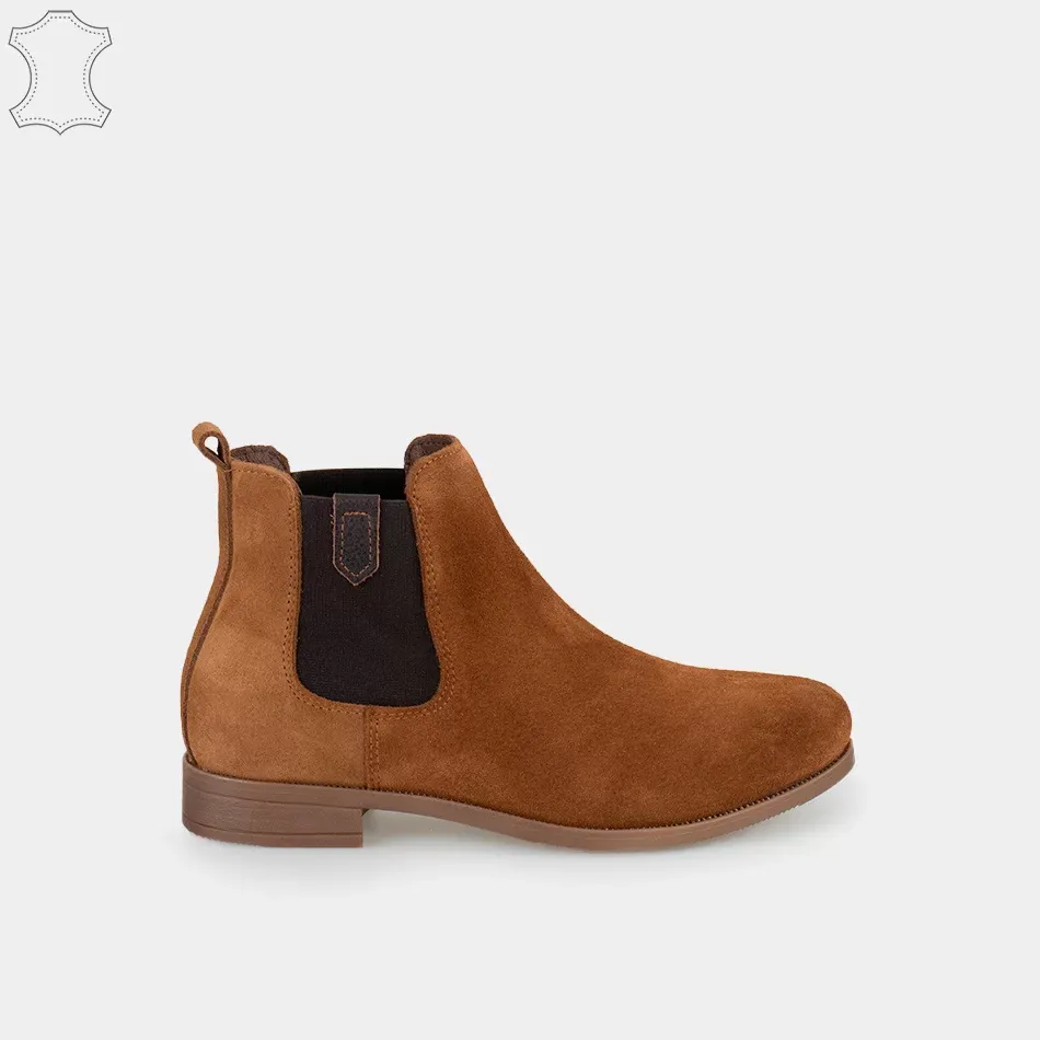 Chelsea femmes Bottines en Cuir daim, Camel Chameau