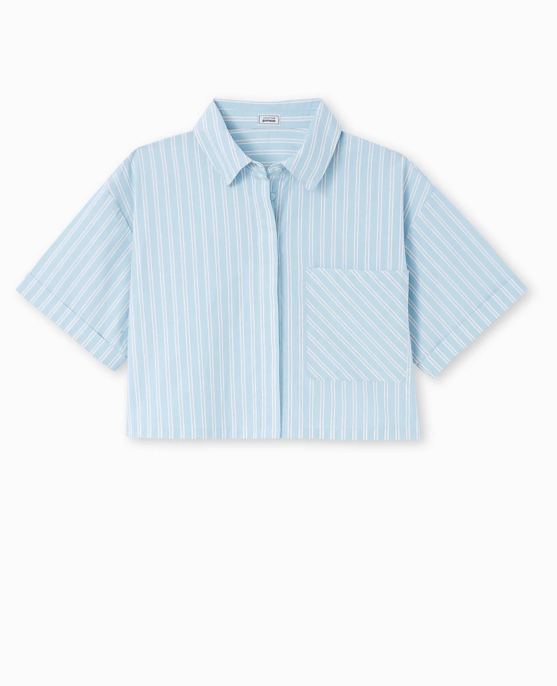 Chemise cropped rayée façon pyjama d'homme