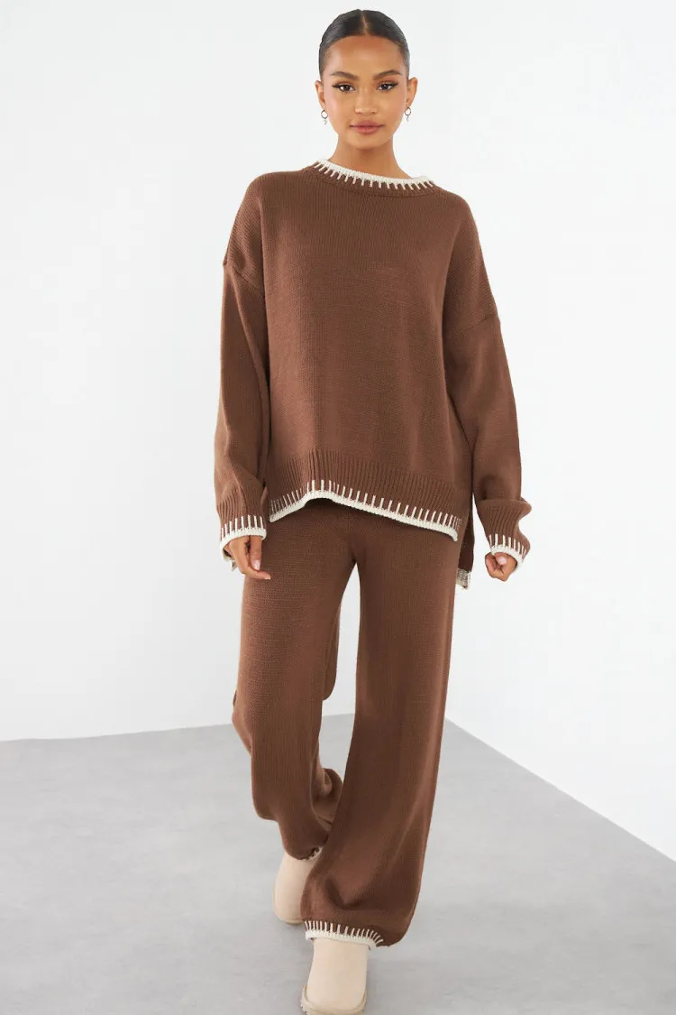 Ensemble 2 pièces pull + pantalon marron