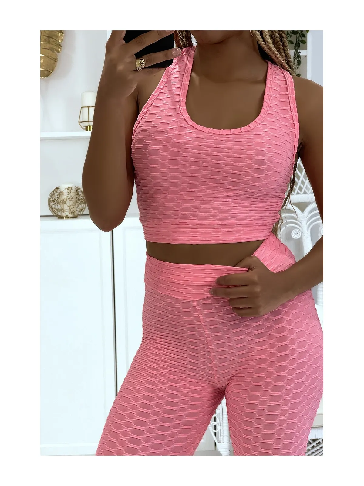 Ensemble legging et top push up fuchsia