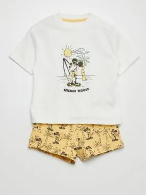 Ensemble t-shirt + short 'Disney' - 2 pièces - Blanc/jaune