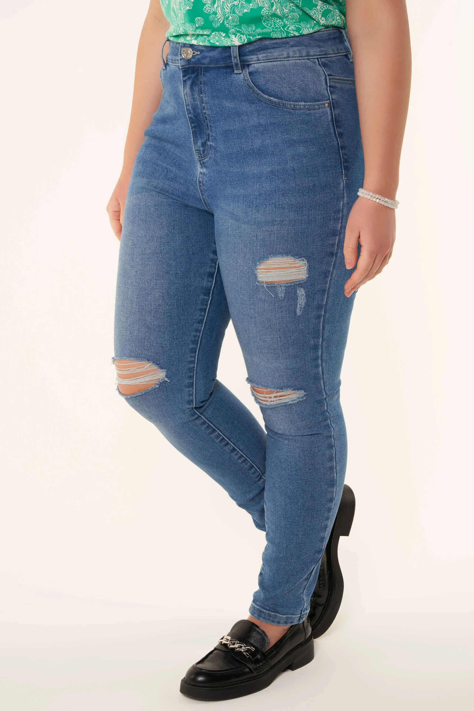 Femmes Jean avec déchirures Stonewash Denim | MS Mode