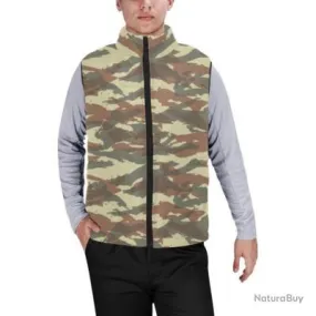 Gilet matelassé doudoune sans manches avec col montant camouflage français lézard A1