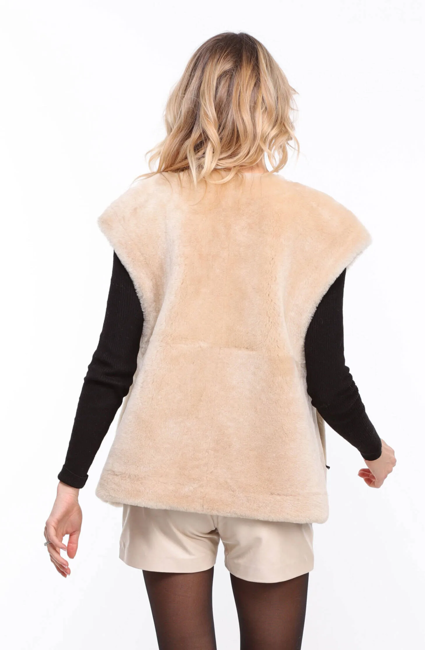 Gilet mouton femme beige