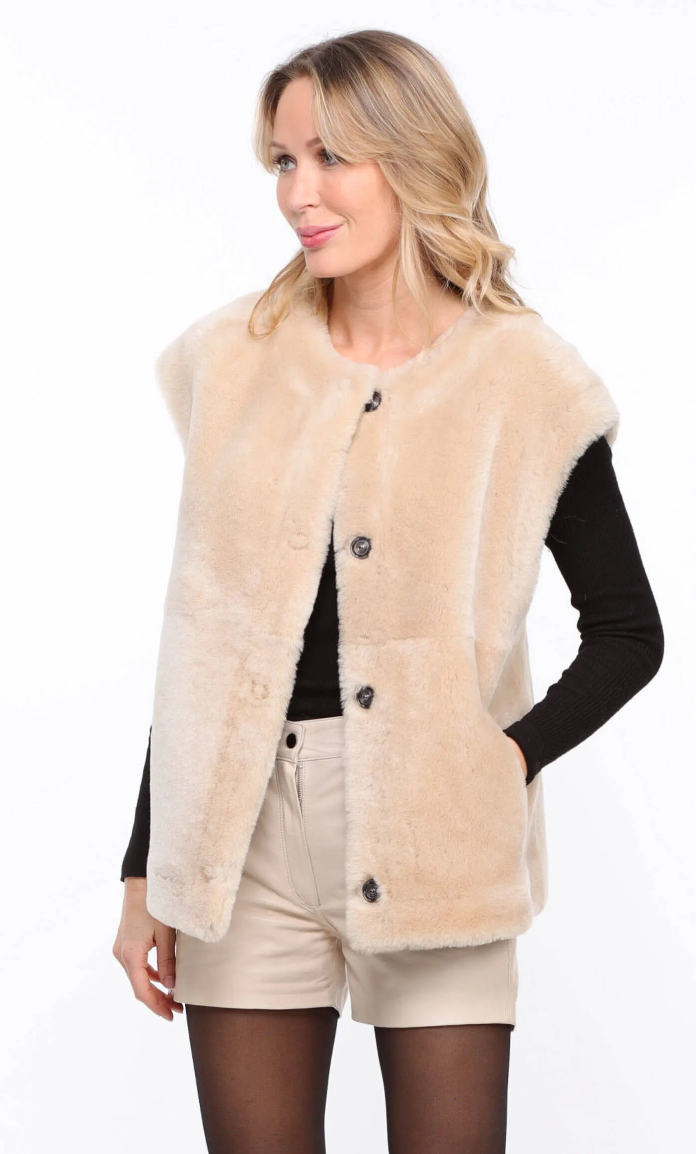 Gilet mouton femme beige