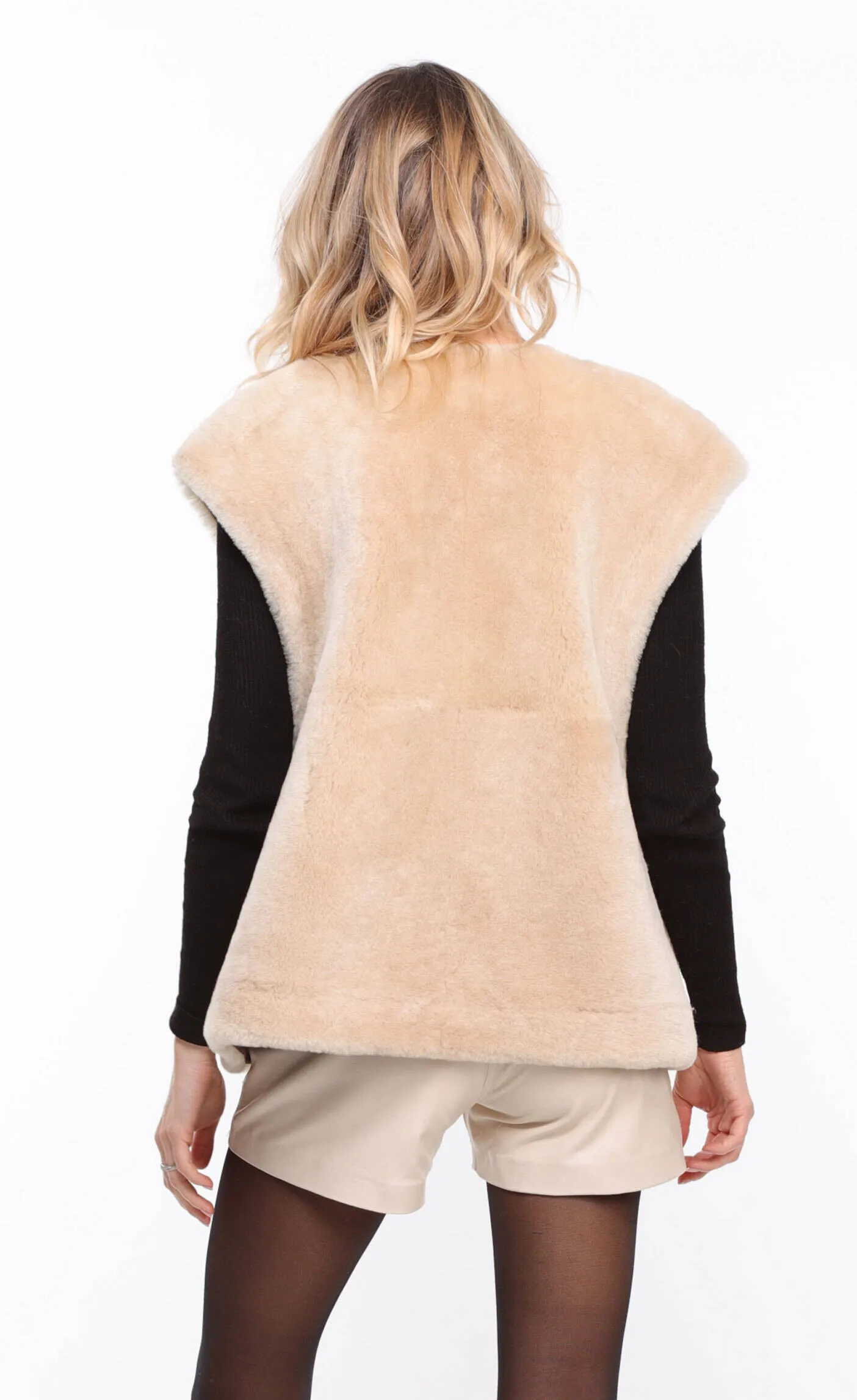 Gilet mouton femme beige