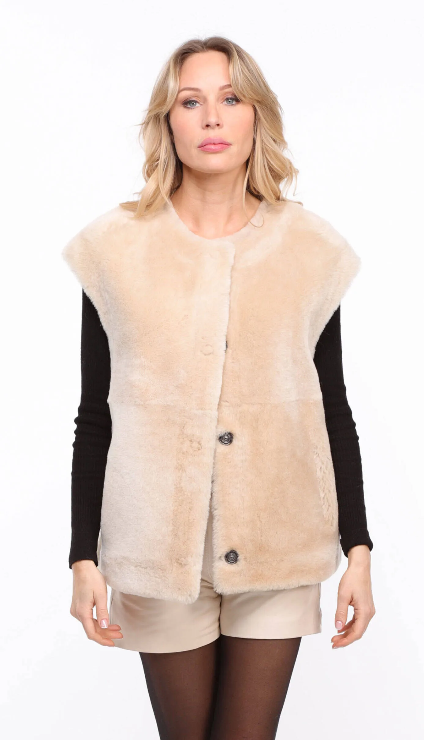 Gilet mouton femme beige