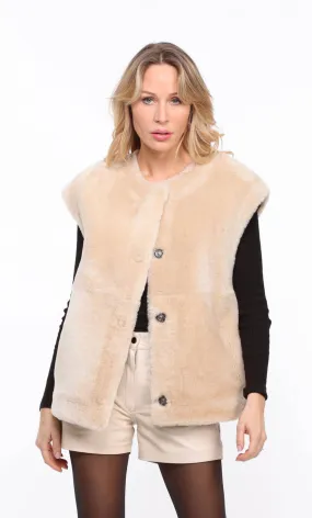 Gilet mouton femme beige