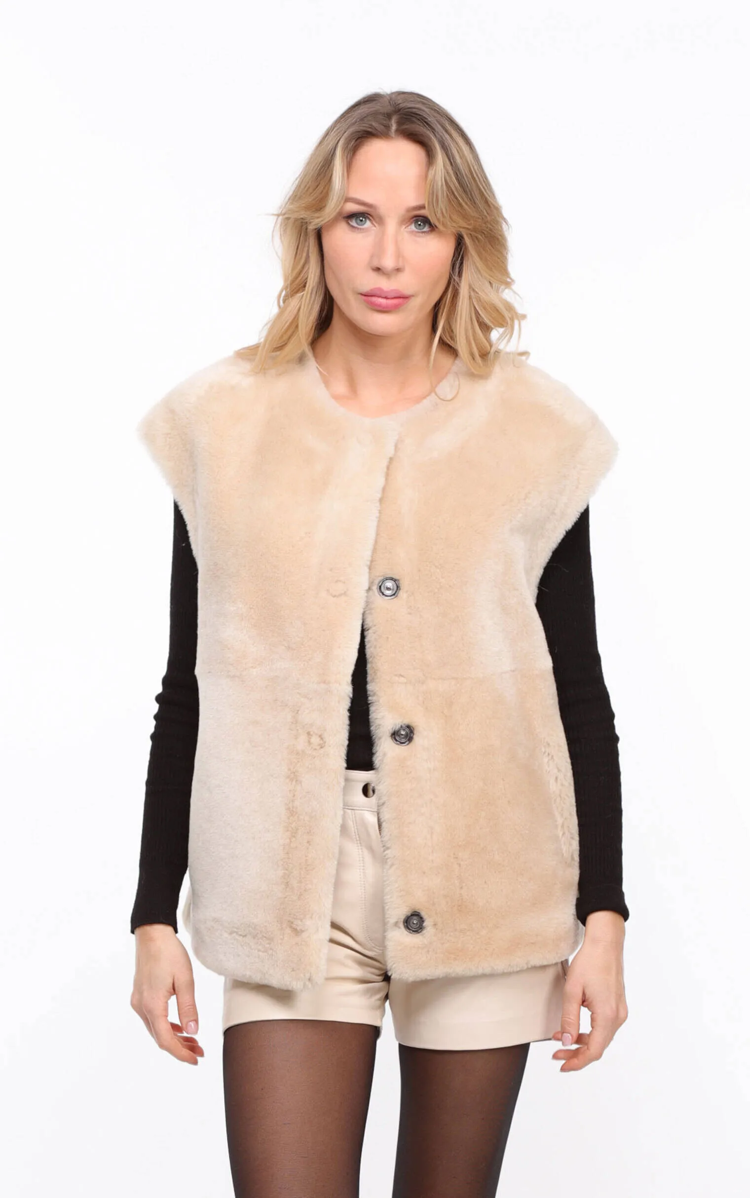 Gilet mouton femme beige