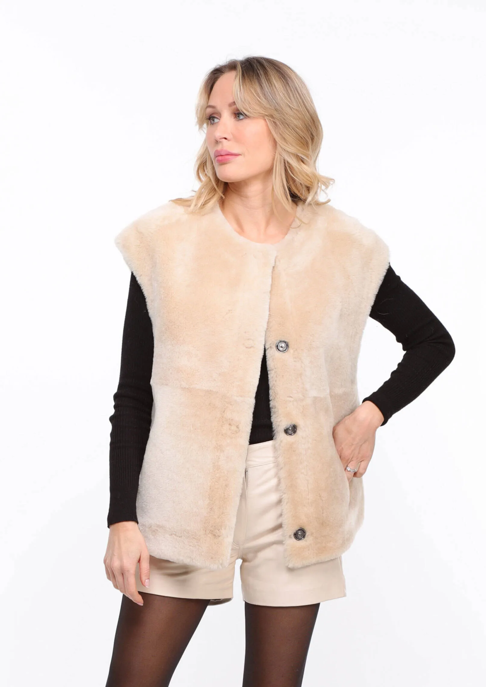 Gilet mouton femme beige