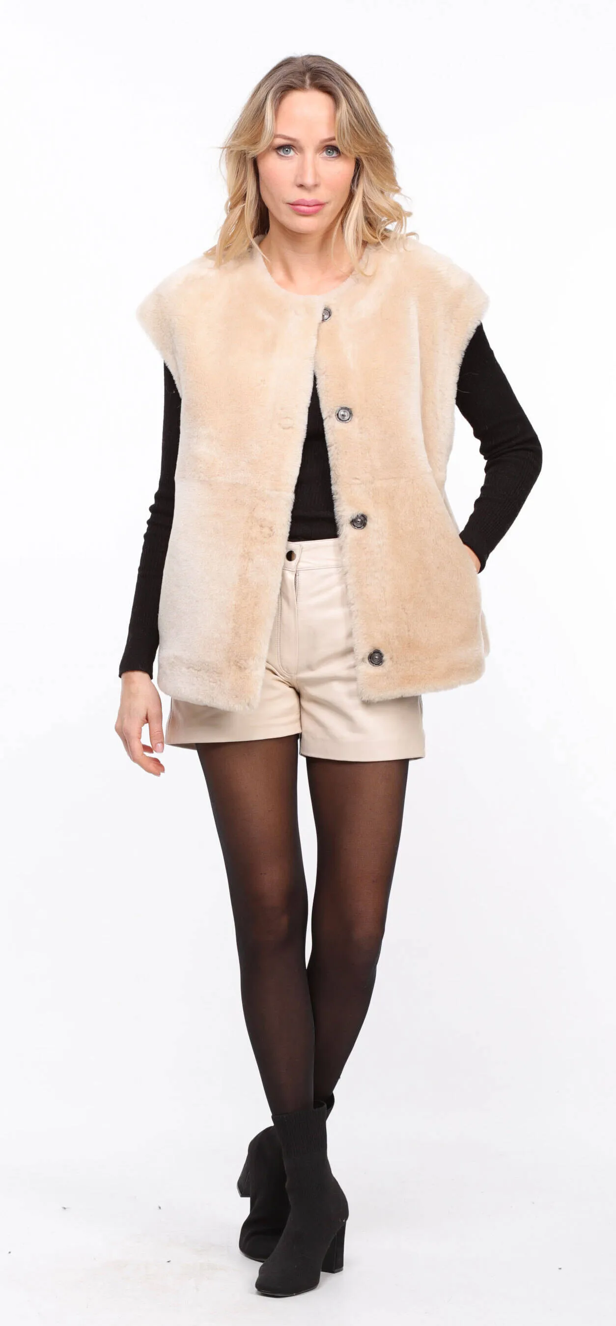 Gilet mouton femme beige