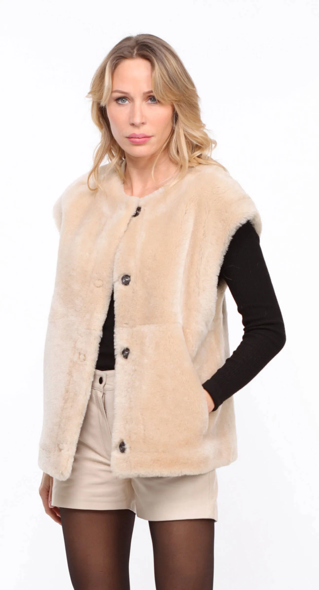 Gilet mouton femme beige