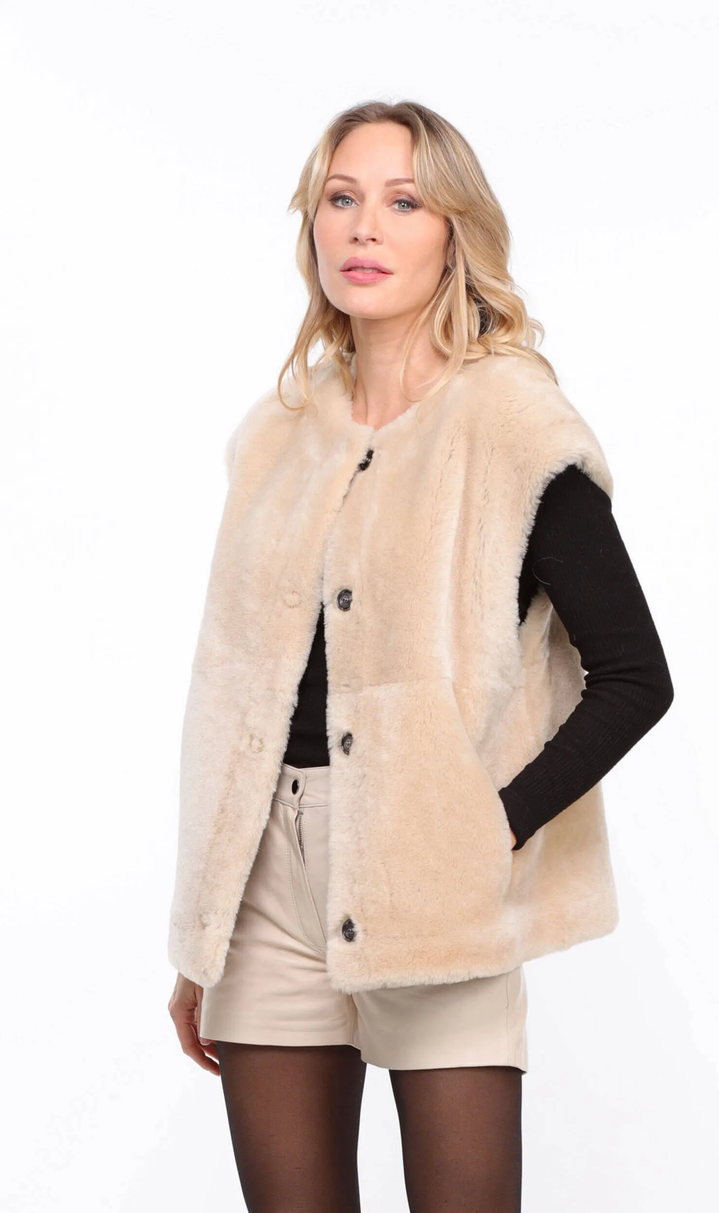 Gilet mouton femme beige