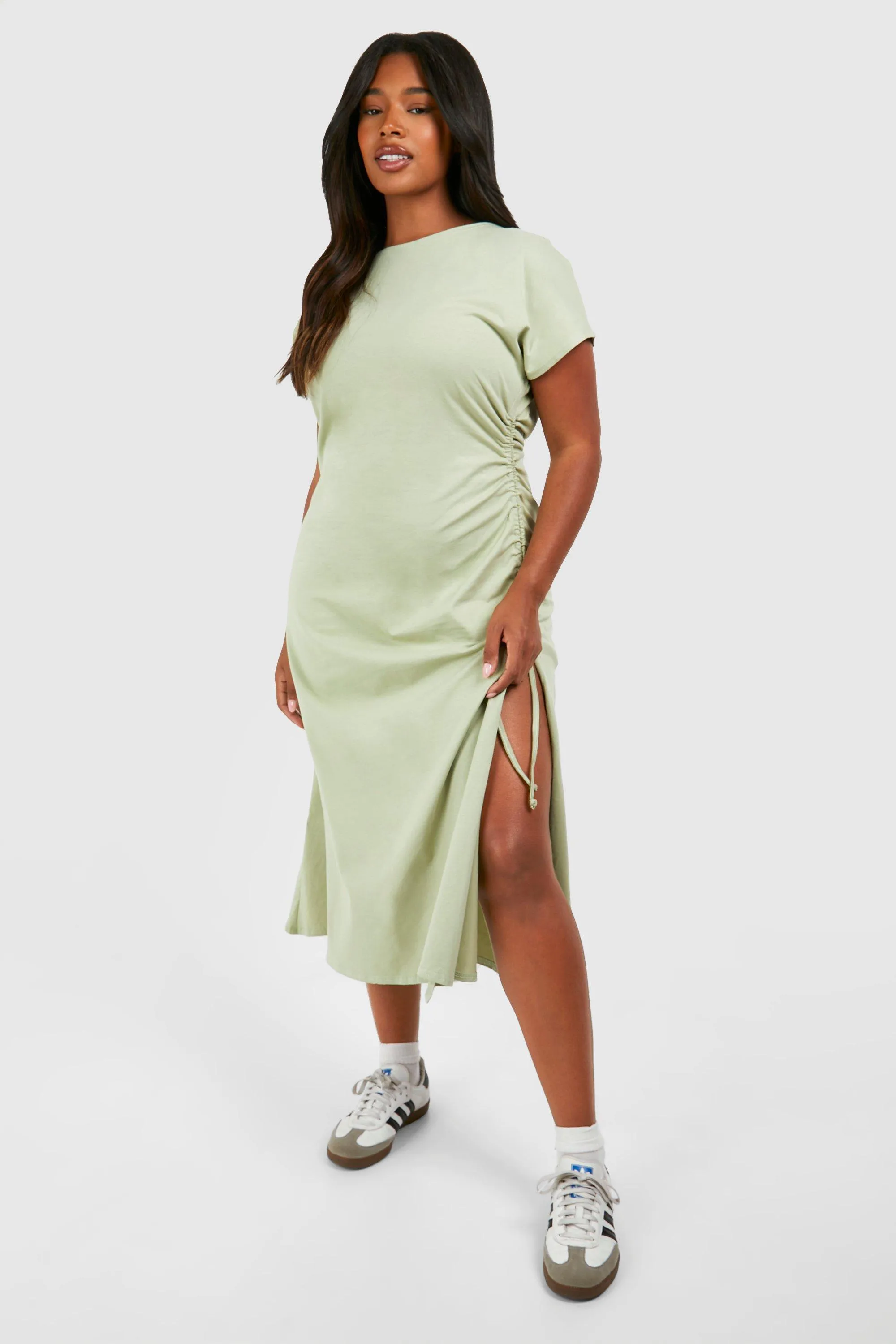 Grande taille - Robe t-shirt froncée en coton