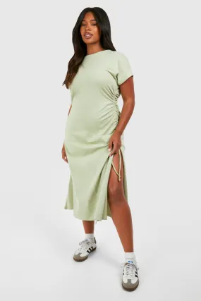 Grande taille - Robe t-shirt froncée en coton