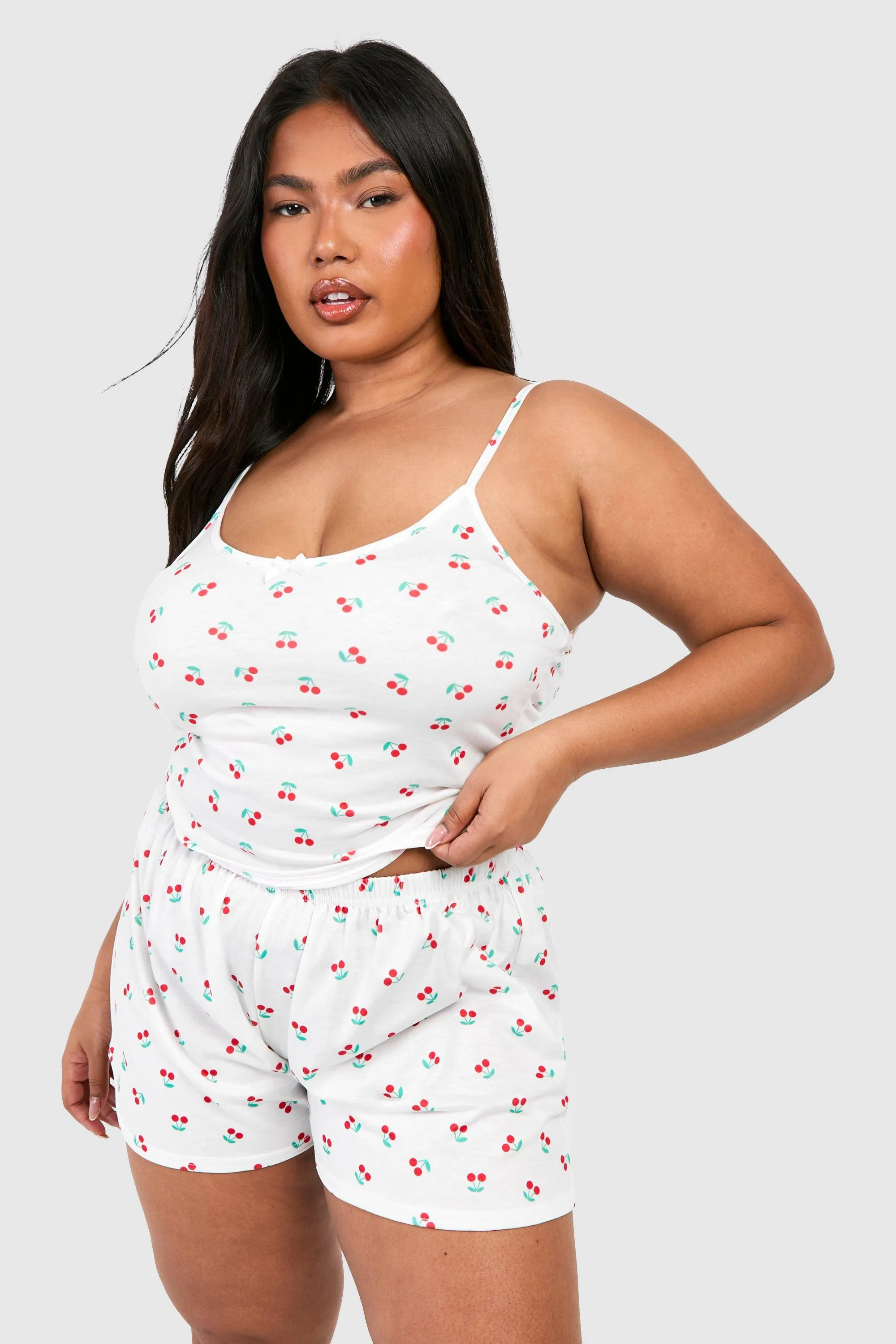 Grande taille - Short de pyjama à imprimé cerise