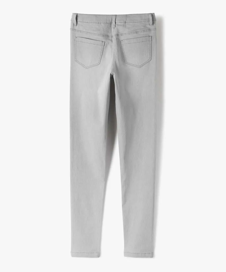 jean fille coupe skinny en matiere extensible gris jeans