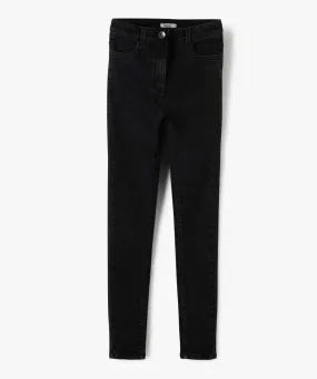 jean fille coupe ultra skinny taille haute noir jeans