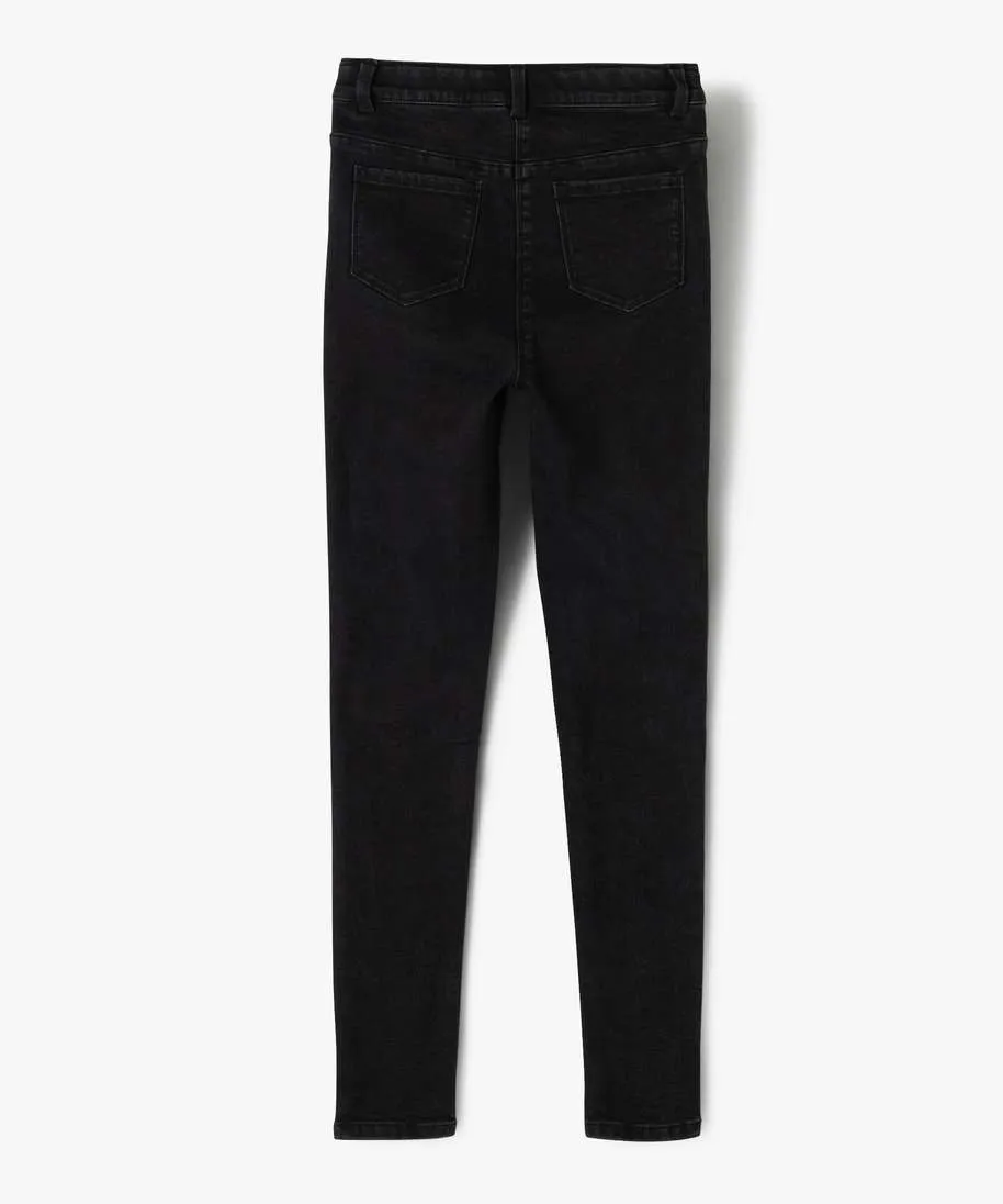 jean fille coupe ultra skinny taille haute noir jeans