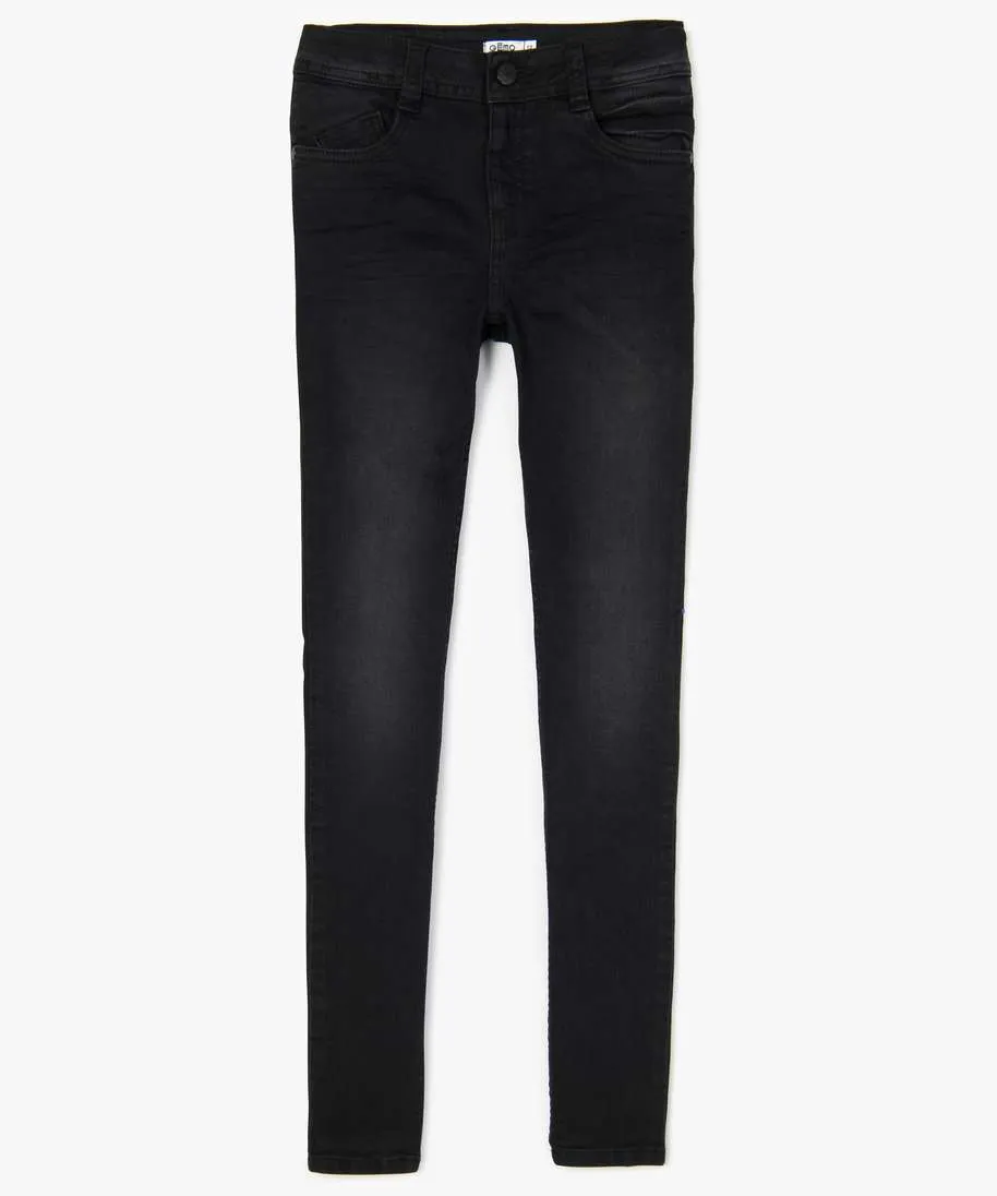 jean garcon ultra skinny stretch avec plis aux hanches noir jeans