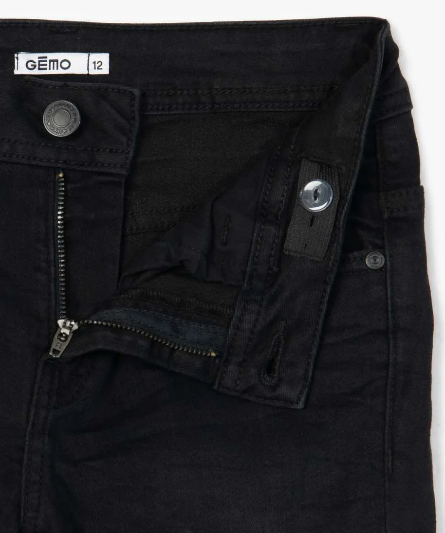 jean garcon ultra skinny stretch avec plis aux hanches noir jeans