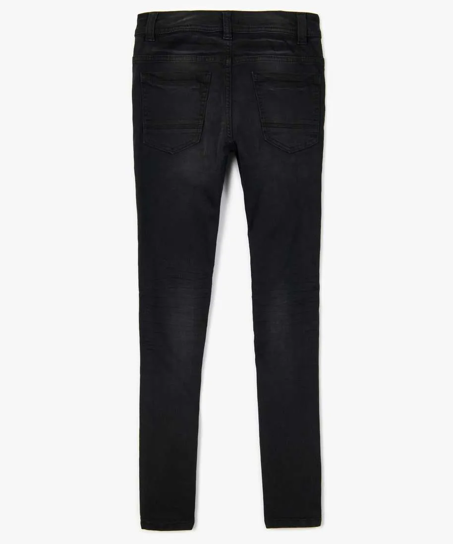 jean garcon ultra skinny stretch avec plis aux hanches noir jeans