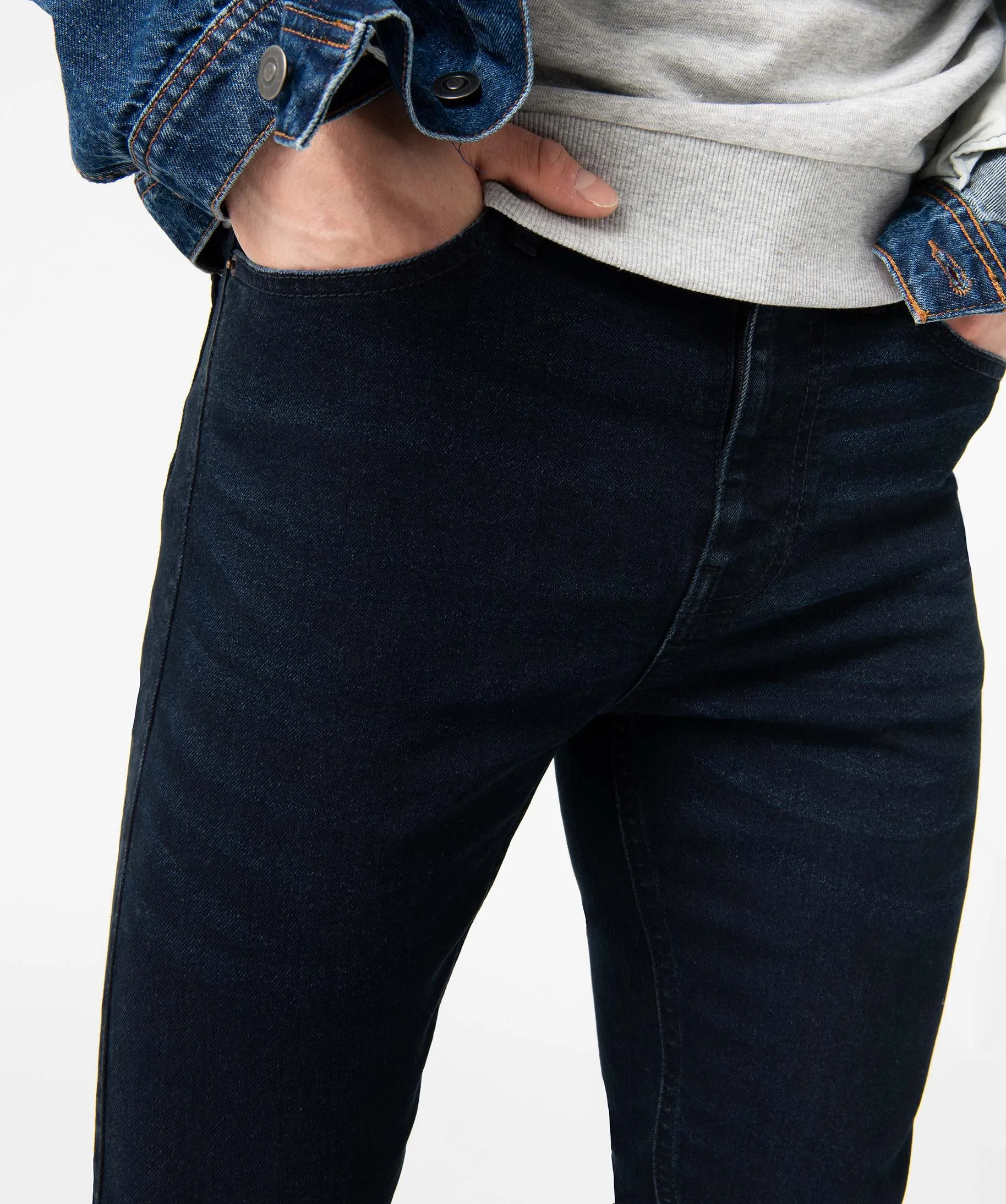 jean homme skinny taille haute en coton stretch bleu jeans