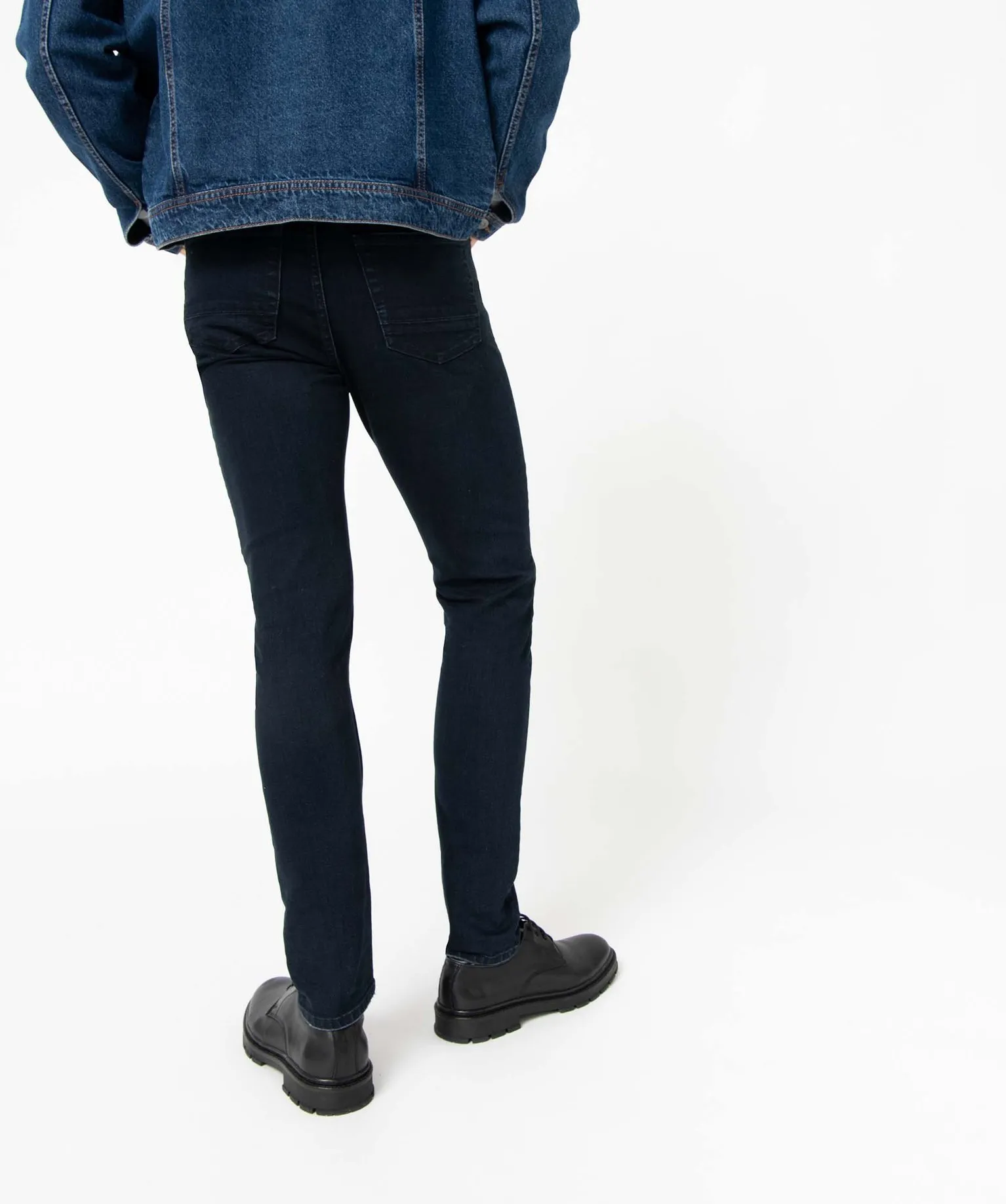 jean homme skinny taille haute en coton stretch bleu jeans