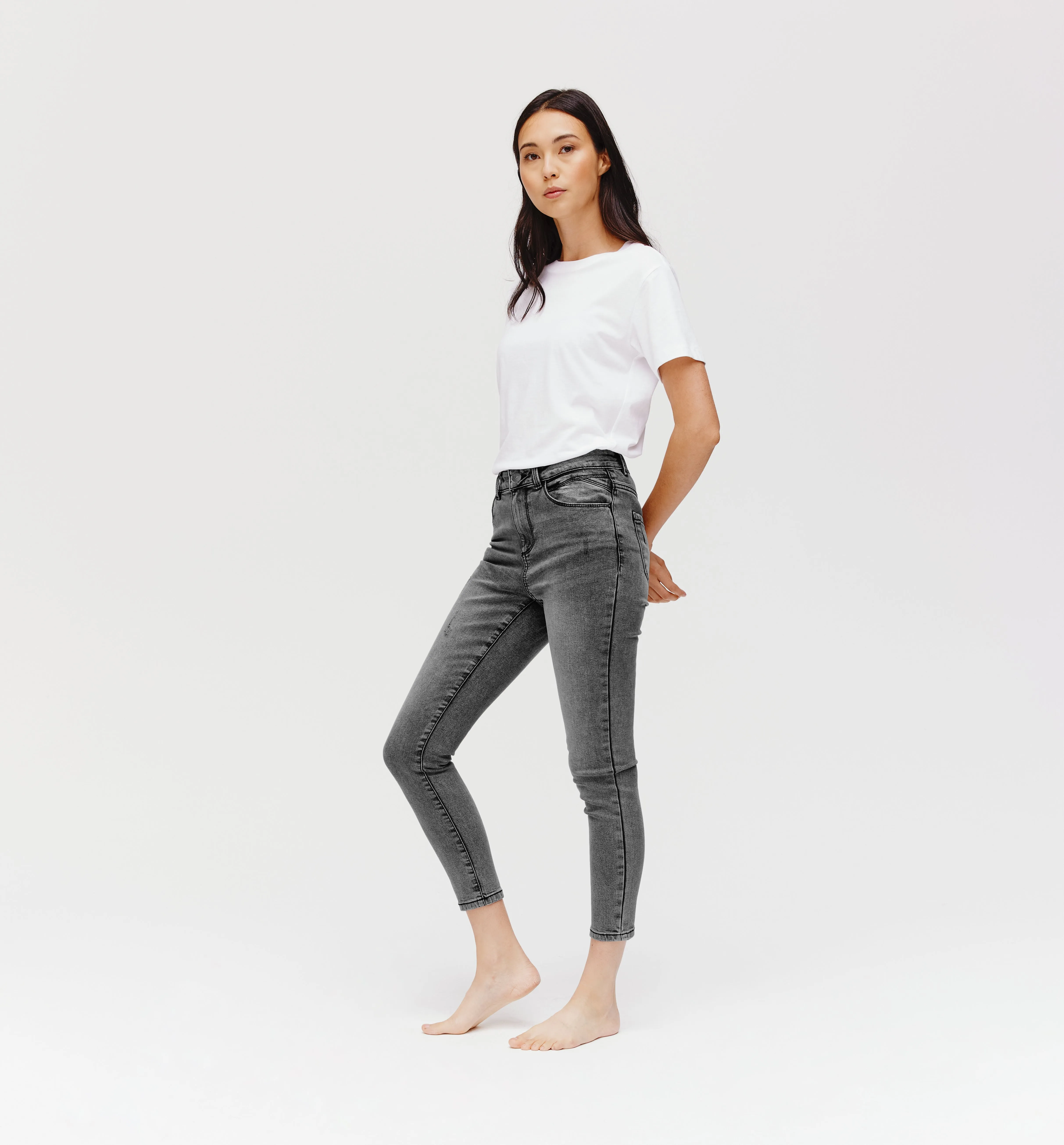 Jean skinny taille haute EMILE - Jeans gris