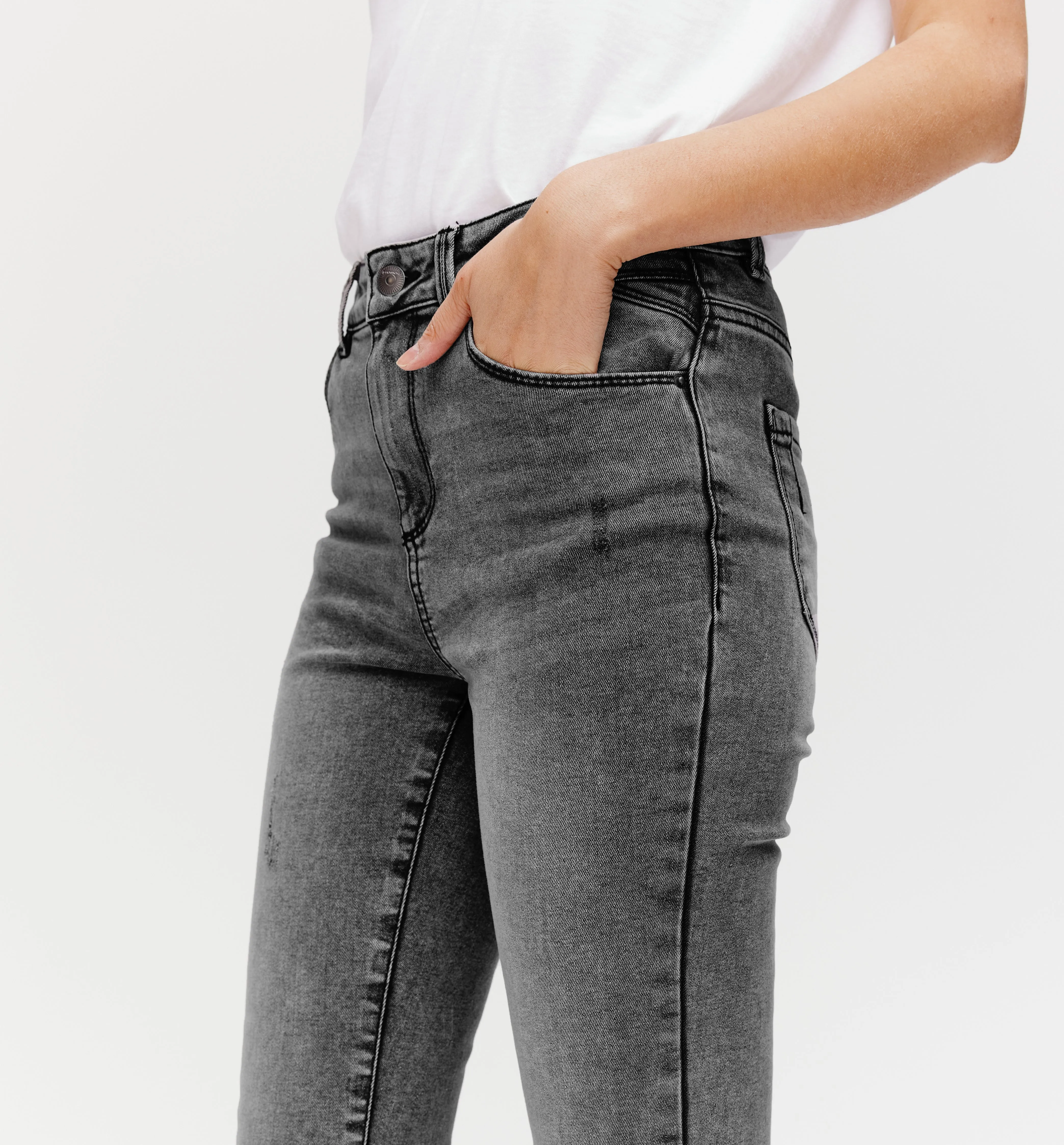 Jean skinny taille haute EMILE - Jeans gris