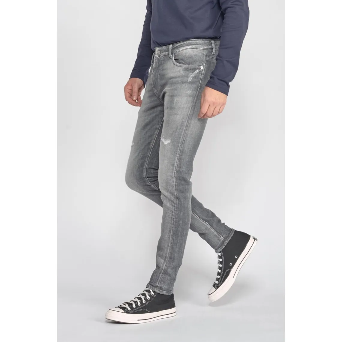 Jeans Power skinny 7/8ème  destroy gris N°3 en coton | 3 Suisses