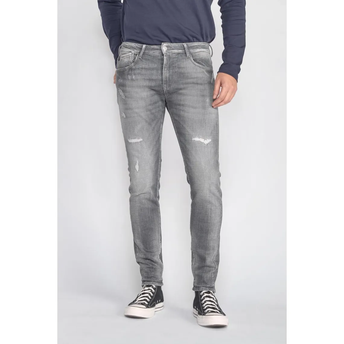 Jeans Power skinny 7/8ème  destroy gris N°3 en coton | 3 Suisses